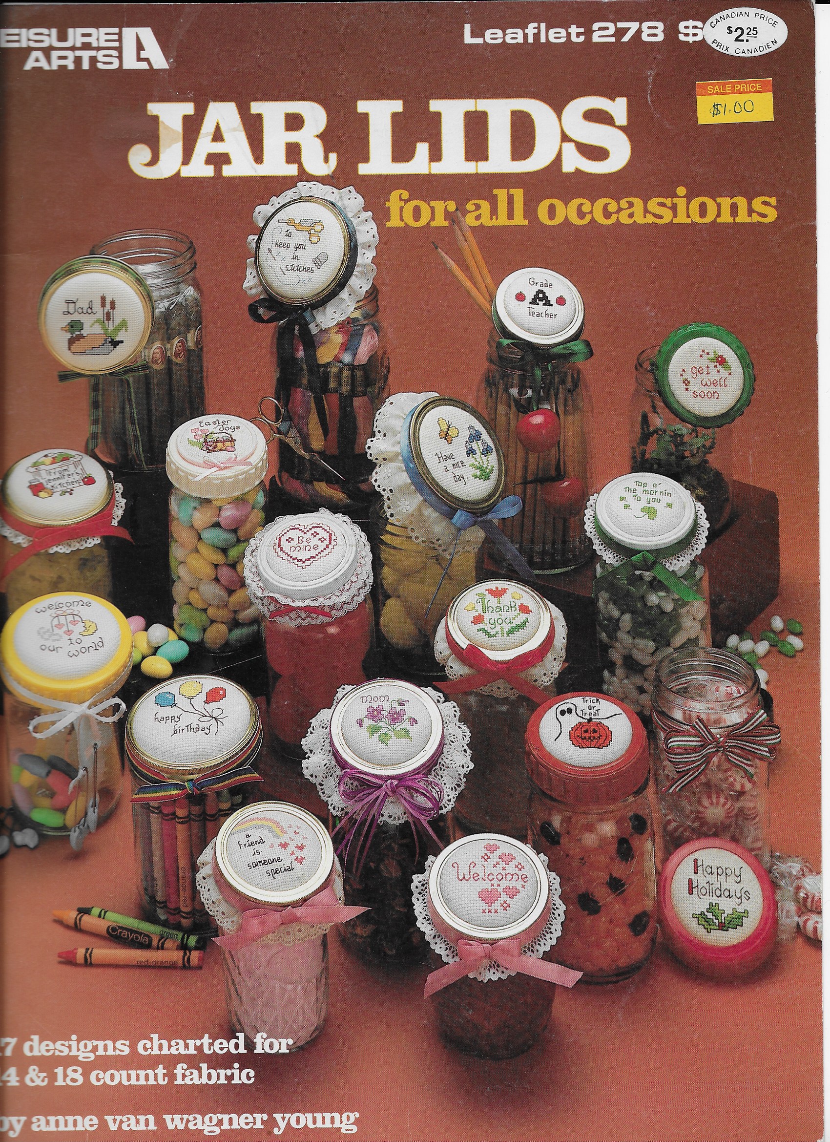Leisure Arts 278 Jar Lids for Cross Stitch for all occasions